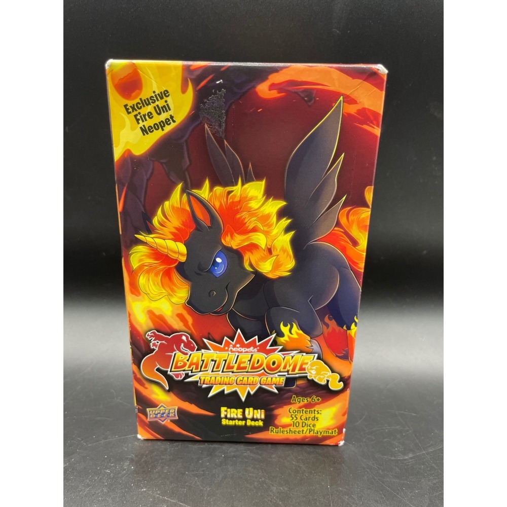 Neopets Battledome TCG Fire Uni Starter Deck Upper Deck Sealed Broken Hanger Tag